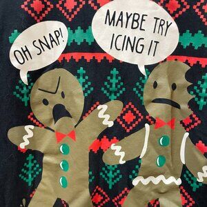 Seven Oaks "Oh Snap, Maybe Try Icing It" T-Shirt Gingerbread Man Humor Sz Large